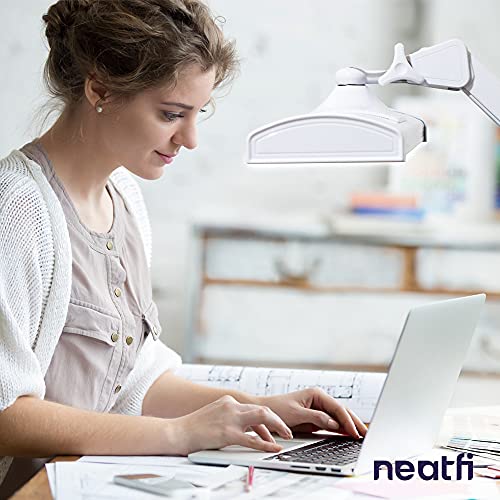 Neatfi Ultra 3,500 Lumen Led Desk Lamp, 45W, 26 Inch Wide Metal Shade, 270 Smd Leds (Non-Cct With Clamp, White) #TOP3