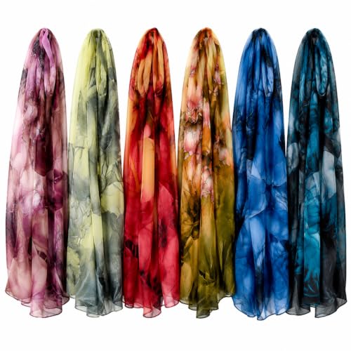Sureio 6 Pcs Scarves for Women Lightweight Long Shawl Wraps
