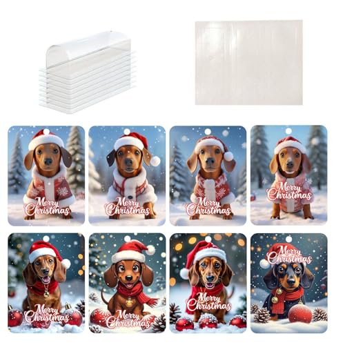 Portasoldi natalizi per contanti per Porta soldi per cani da cartone animato da 8 pezzi Ciondoli ornamenti con buste per albero di Natale