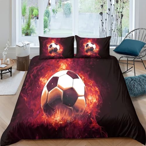 Housse de couette soccerball imprimé 3D dynamicflameeffect en microfibre confortable