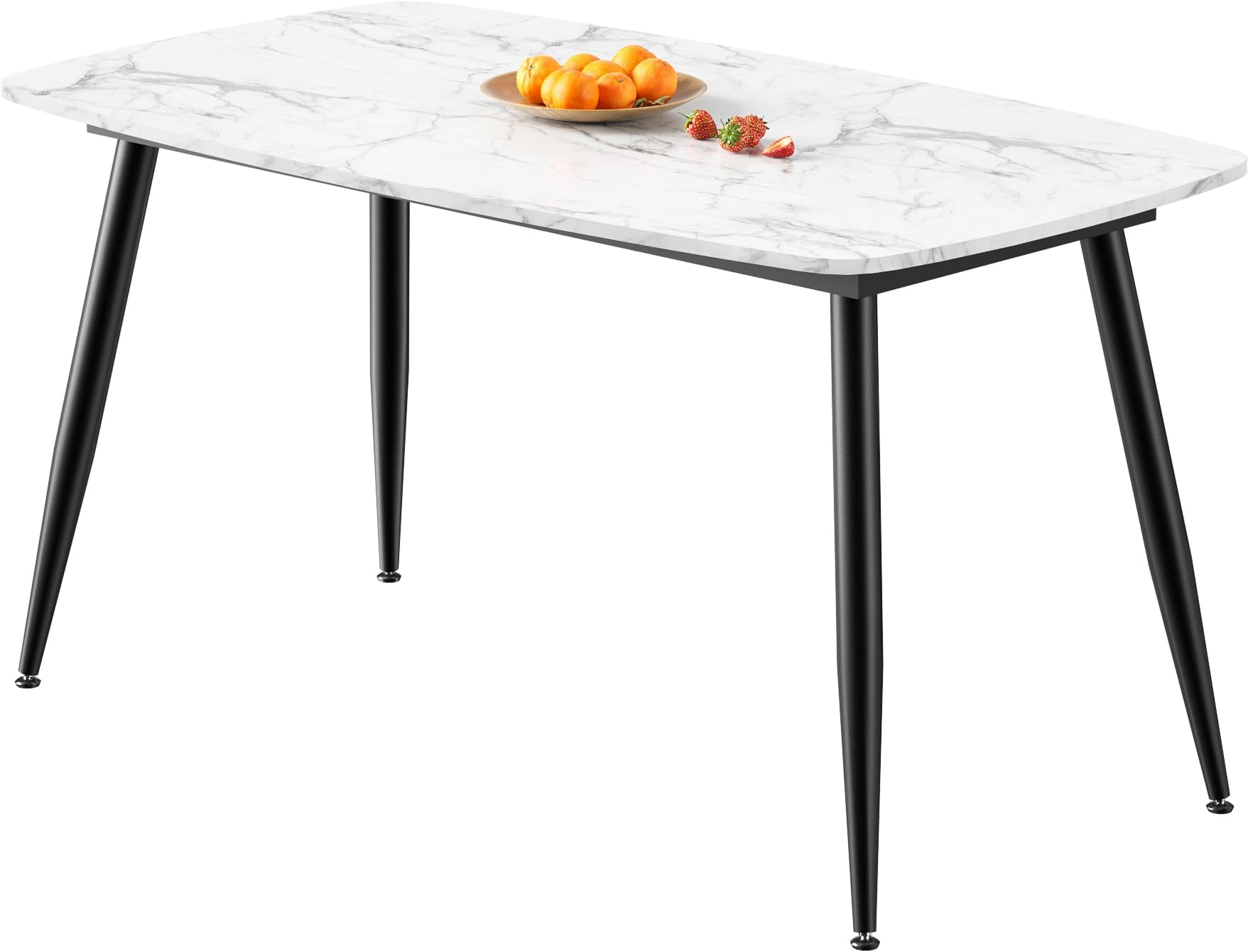 Elevon 53 Inch Dining Table for 2-4 People, Modern Kitchen Table, Sturdy Metal Frame, Adjustment Legs for Home, Living Room, Dining Room, Easy Assembly (Only Table), White