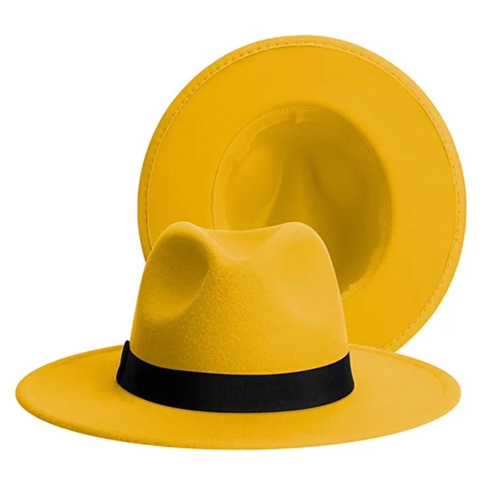 Cappello di Paglia Uomo Cappello Fedora Patchwork Unisex Jazz Cappelli Eleganti Uomo Donna Berretto a Tesa Larga(Color 7)
