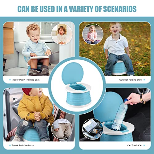 Portable Potty Travel Foldable Potty Seat For Toddler Training Toilet For Kids Boys Girls Car Potty On The Go Potty Travel Potty Chair For Camping Park Indoor/Outdoor 15Pcs Cleaning Bags #TOP6