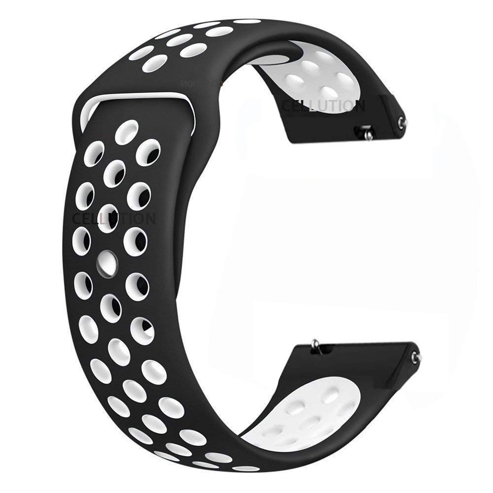 CELLUTION Soft Silicone Sport Strap with Holes for Compatible with Noise ColorFit Pro 3 / Assist / Alpha Only (Black & White)