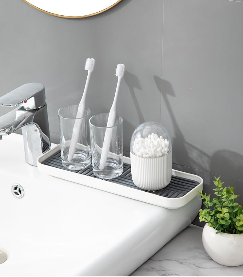 Miniatura 3 de Organizador de fregadero de cocina con bandeja de drenaje, bandeja de fregadero de encimera evita la humedad para cocina, baño, color negro