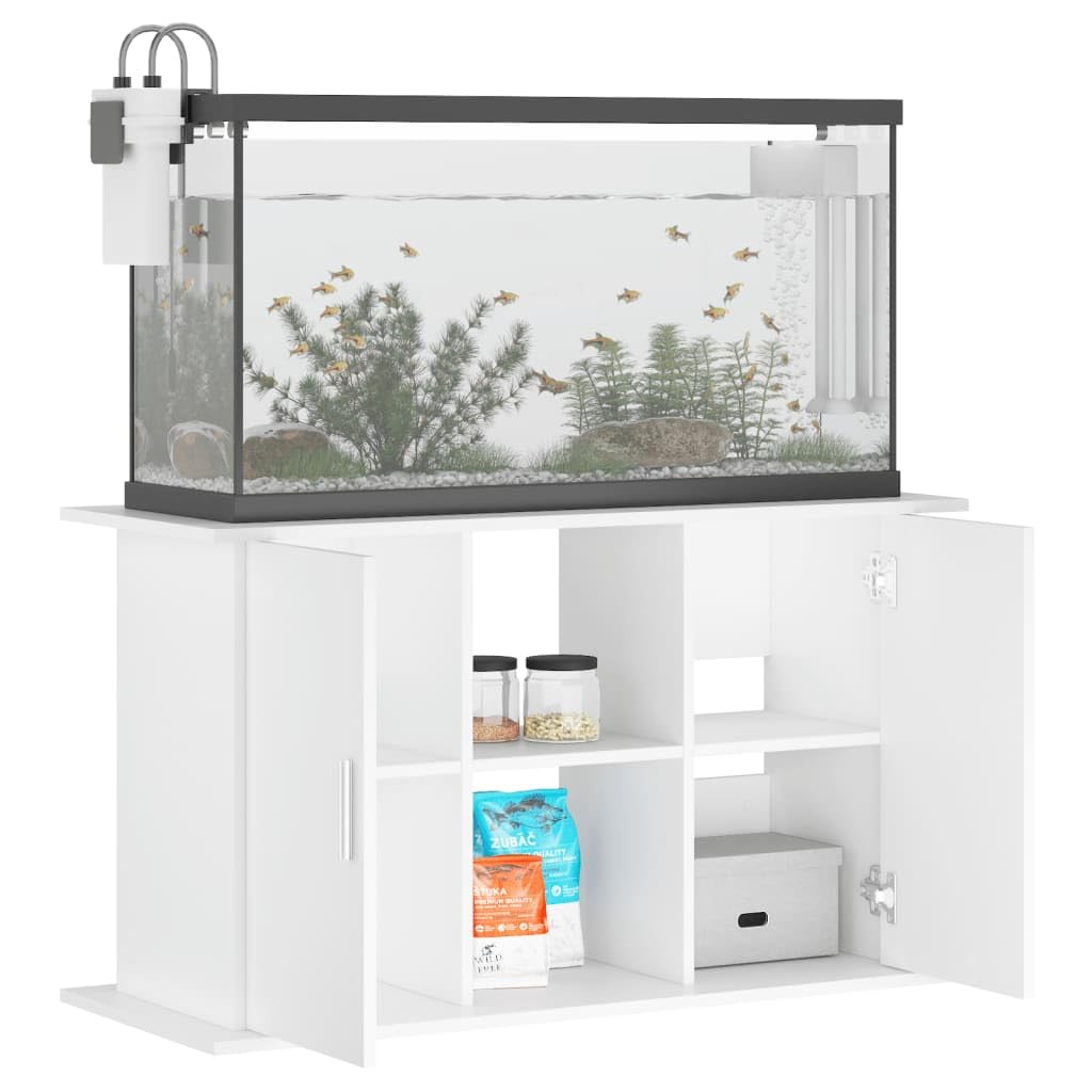 Soporte para acuario con compartimentos y estantes, armario inferior para acuario, color blanco, 101 x 41 x 58 cm