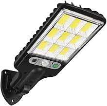 Mini Luminária Solar Poste Rua Parede Refletor 108 Cob Luz Branco frio Prova Da Água Sensor De Movimento Com 3 funções Com 18650
