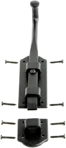 Miniatura 4 de Renovators Supply Manufacturing Pestillo deslizante de 9 pulgadas. Perno deslizante estilo punta de bola de hierro negro con accesorios de montaje,