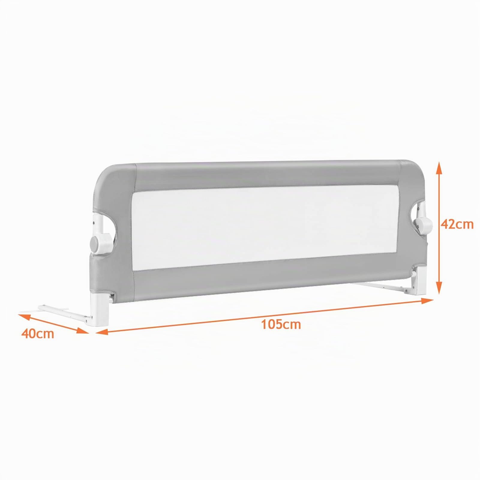 GYMAX Sponda del Letto per Bambini, Paracolpi Barriera di Sicurezza Pieghevole per Lettino, Letto Singolo Matrimoniale Queen King (Grigio, 105 x 38 x 43 cm)