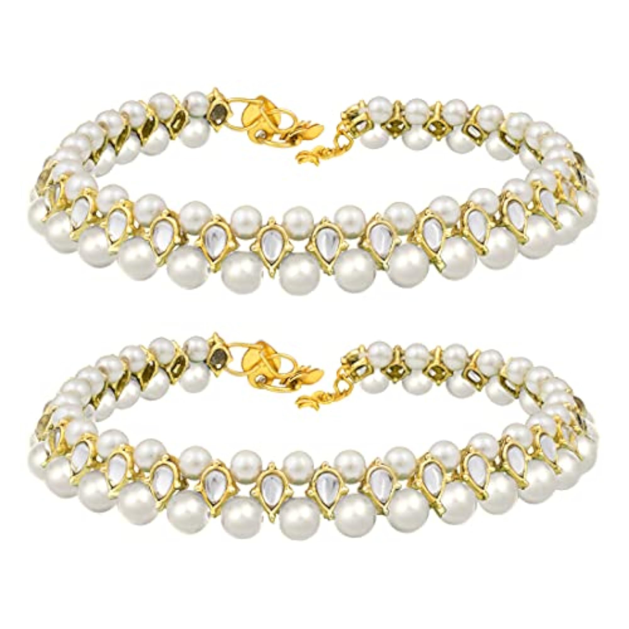 Women's Gold Plated Brass & Kundan Payal Anklet