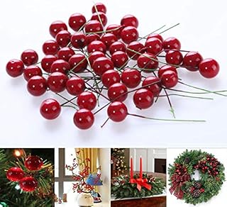 Starworld 30 Pieces Christmas Red Berries, DIY Artificial Fruit Berry Holly Flower Branch Wreath Craft Decoration