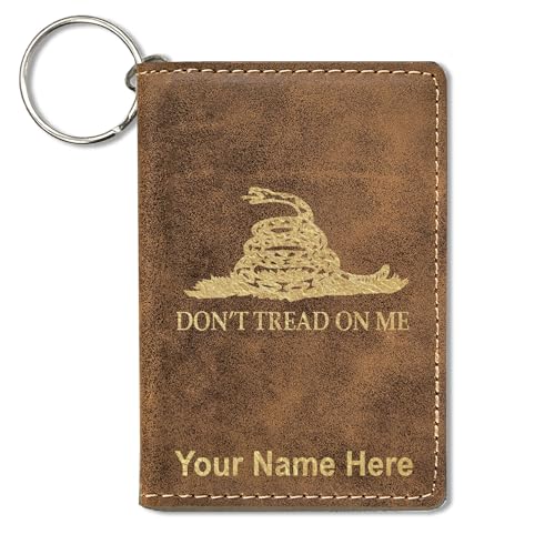 LaserGram ID Holder Wallet, Gadsden Flag, Personalized Engraving Included (Rustic)