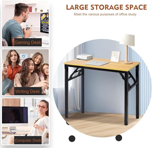 طاولة قابلة للطي من سكاي تاتش، طاولة محمولة متعددة الوظائف مع ارجل ارتفاع قابلة للتعديل للكمبيوتر والتخييم والحديقة والنزهات والقهوة والشواء، 80 × 40 × 75 سم، خشب