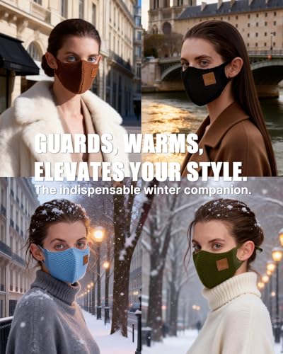 Image of BBN Warm Wool Face Mask: Adjustable Washable Cover - Reusable Windproof Protection for Winter Commuting Outdoors