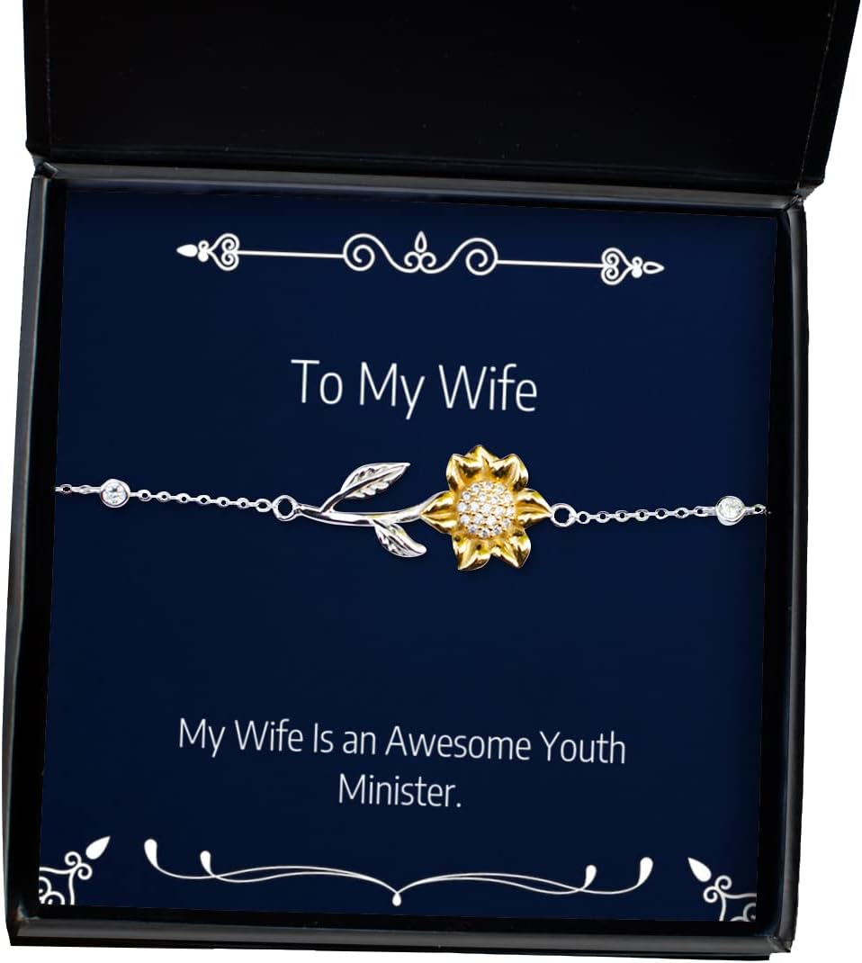 Reusable Wife, My Wife is an Awesome Youth Minister, Funny Sunflower Bracelet for from Husband