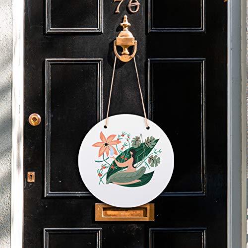 SEWACC White Hangers Sublimation Wood Blank Signs 2pcs 30X30CM Unfinished Wooden Circle Sign Hanging Cutout Slice Decorative Wood Plaques for Home Wall Front Door Decor White Ornaments - Image 2