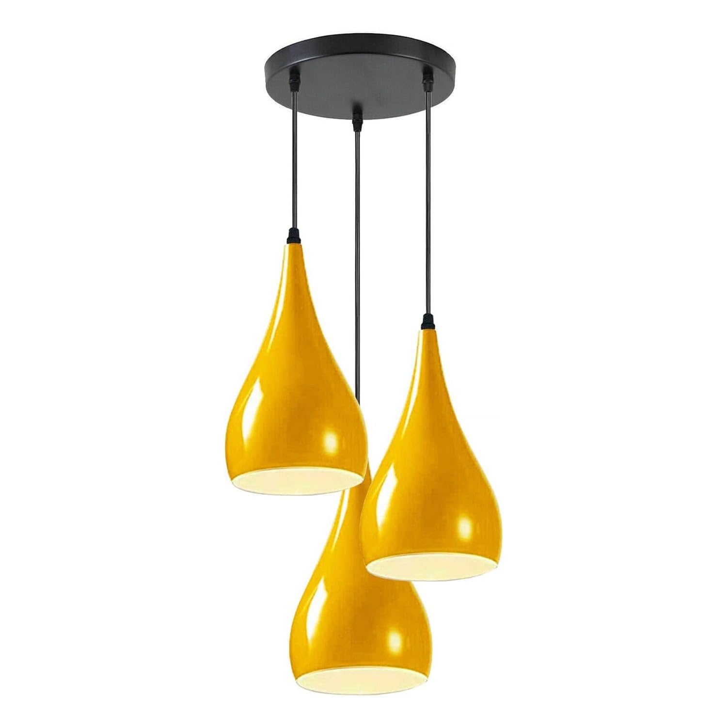 DC VOLTAGE Vintage Industrial 3Head Ceiling Pendant Light Hanging Light Metal Shade Indoor Light Fitting for Hotel, Restaurants, Bar, Dining Room (Yellow) — image 1