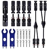 ➢Unidad de Embalaje：5 pares Solar Panel Cable Conector, Conector Solar Fotovoltaico + 1 par Rama Y Conectores M/F/F y M/M/F, Macho/Hembra Impermeable Conectores de Cable de Panel Solar para Sistema Fotovoltaico Sistema , llave para herramientas de panel solar de 2 piezas.