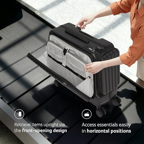 Image of Acer Barcelona Overnighter Suitcase, 19 inch Cabin, Recycled Polyester Material, Top Opening with Quick Access Compartment, TSA Lock, 360 Degree Spin 8 Wheel, Black