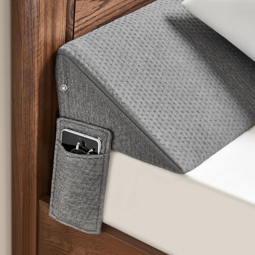 Image of IFNOW King Size(76 inchx6 inchx10 inch) Bed Wedge Pillow for Headboard, Mattress Gap Filler(0-8 inch), Bed Wedge for Gap Between Your Headboard and Mattress Dark Grey
