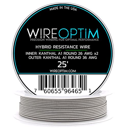 WIREOPTIM - 26 AWG Kanthal A1 2X Core - 36 AWG Kanthal A1 - Hybrid Resistance Wire - 25 Feet