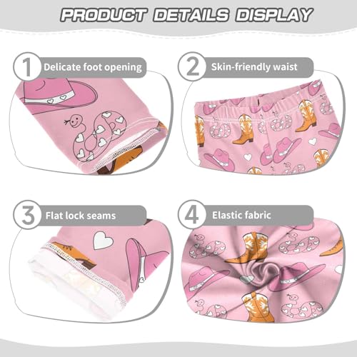 Girls Leggings Size 4T Cowboy Boots Pink Breathable Soft Tights Girl Yoga Pants for Dresses Dance3