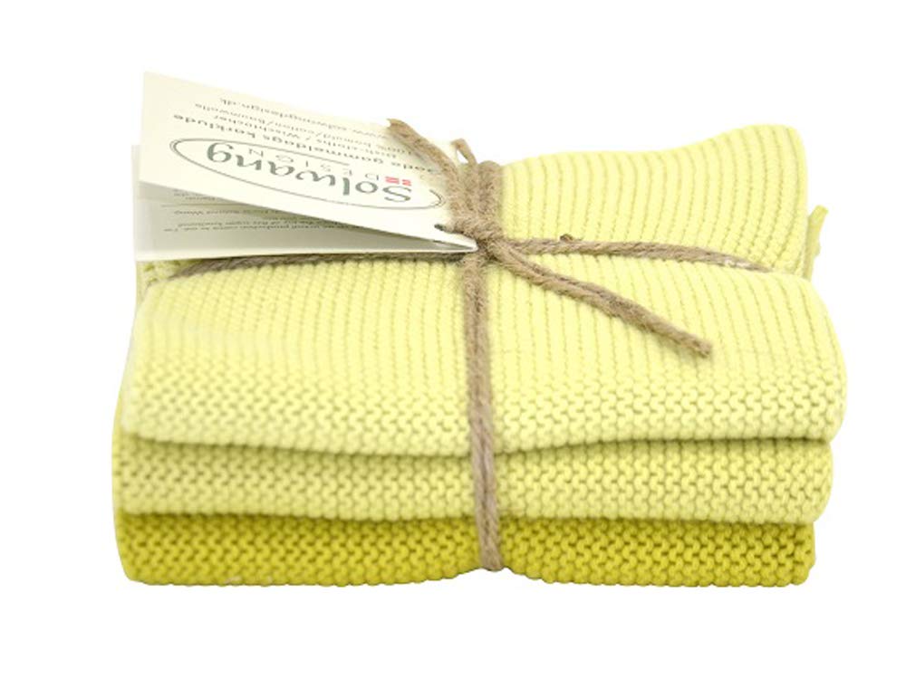 Solwang Putzlappen – 3er-Set gestrickte Baumwoll-Wischtücher in Frühlingsgrün