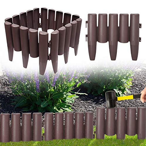 Gimisgu Kunststoff Rasenkante Holzoptik Beeteinfassung, 2.8m Palisade