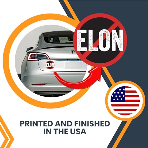 Image of Magnet Me Up No Elon Car Magnet Funny Anti-Tech Billionaire Fridge Decor, Political Satire Magnetic Decal, Round 5-Inch UV-Printed Durable Vinyl, Weatherproof, Made in USA