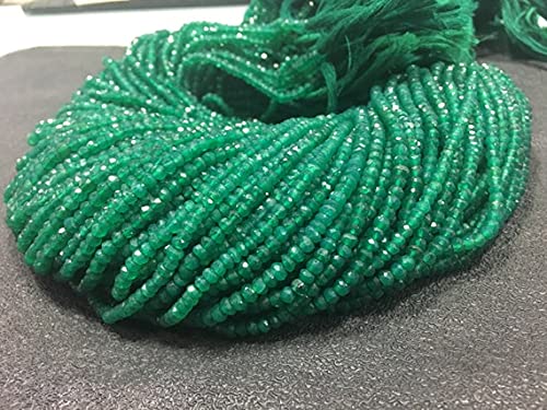 Perles rondelles en onyx vert facettées 3-4mm pour création bijoux