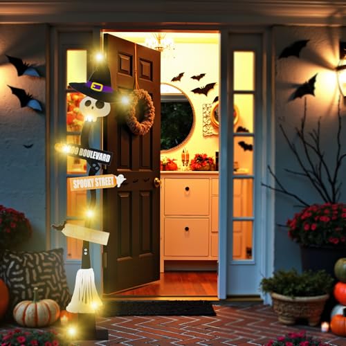 Halloween Decorations -Halloween Decor,Lighted Wooden Witch’s Broom for Indoor Outdoor Porch Yard Decor,Spooky Light up Witch Decorations Sign by HONGID - Image 6