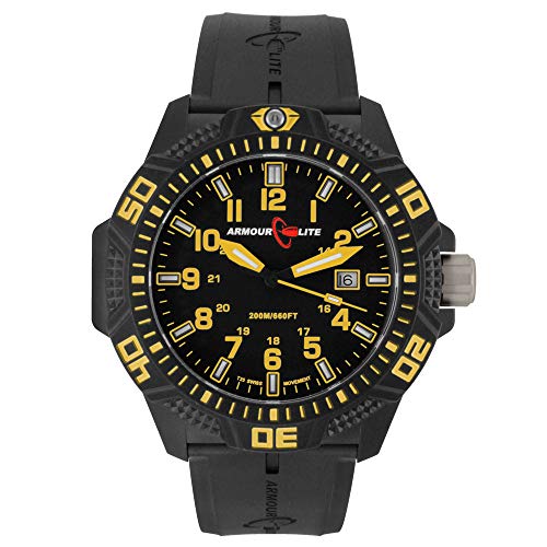 Armourlite Yellow Caliber Series Polycarbon Tritium Watch Black Rubber Band