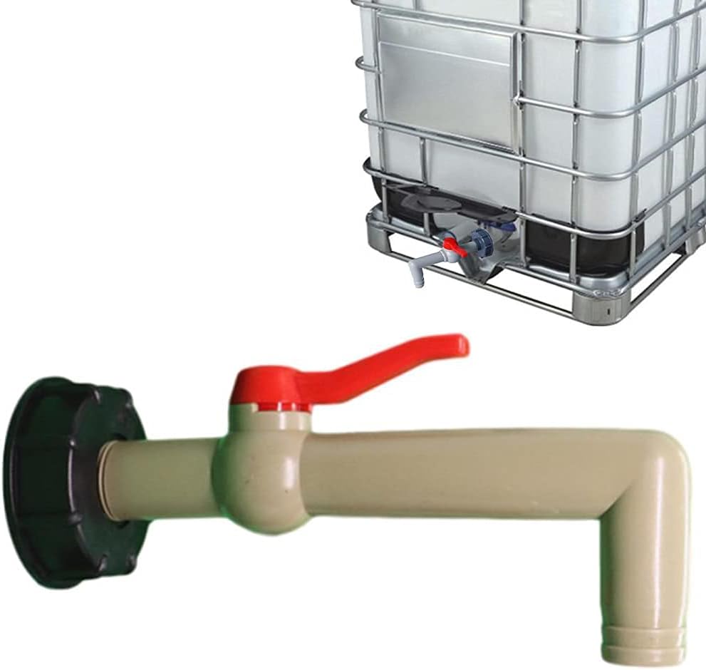 1PCS Outlet Valve Tap IBC Tank Faucet Adapter Valve Hose Right Angle Connection Adapter IBC Container Accessory Great for IBC Tank
