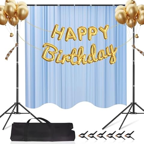 Maxztill 8.5x10 FT Backdrop Stand, Photo Backdrop Stand Kit, Adjustable Backdrop Stand for Parties, Background Stand with 6 Backdrop Clamps and Carring Bag for Wedding Photography Parties Decoration Cover