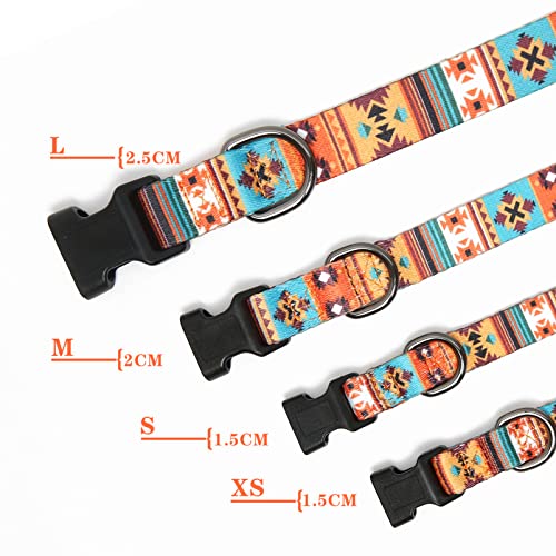 HEELE Hundehalsband, Hunde Halsband für Welpen Kleine Mittlere Große Hunde, Gemustertes Hundehalsbänder Verstellbares, Komfort, Robustem HundeHalsband, Bohemian Orange, L