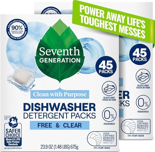Seventh Generation Dishwasher Detergent Packs, Free & Clear,...