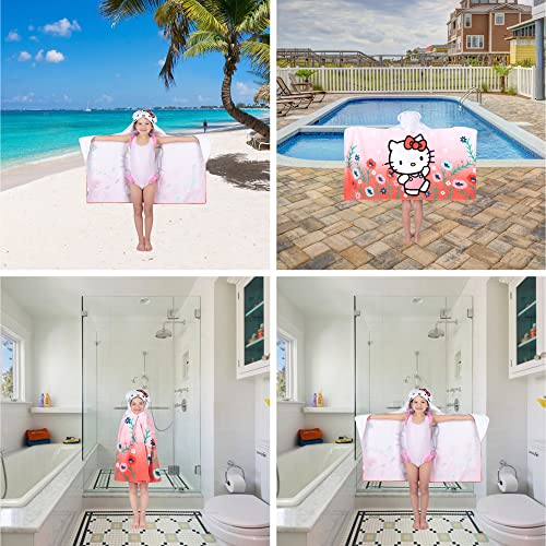 Image of Hello Kitty Bath /Pool /Beach Soft Cotton Terry Hooded Towel Wrap, 24 in x 50 in, By Franco Kids