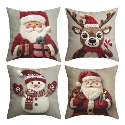 Housses de coussin de Noël lot de 4 idée cadeau pour maison et chambre - 7