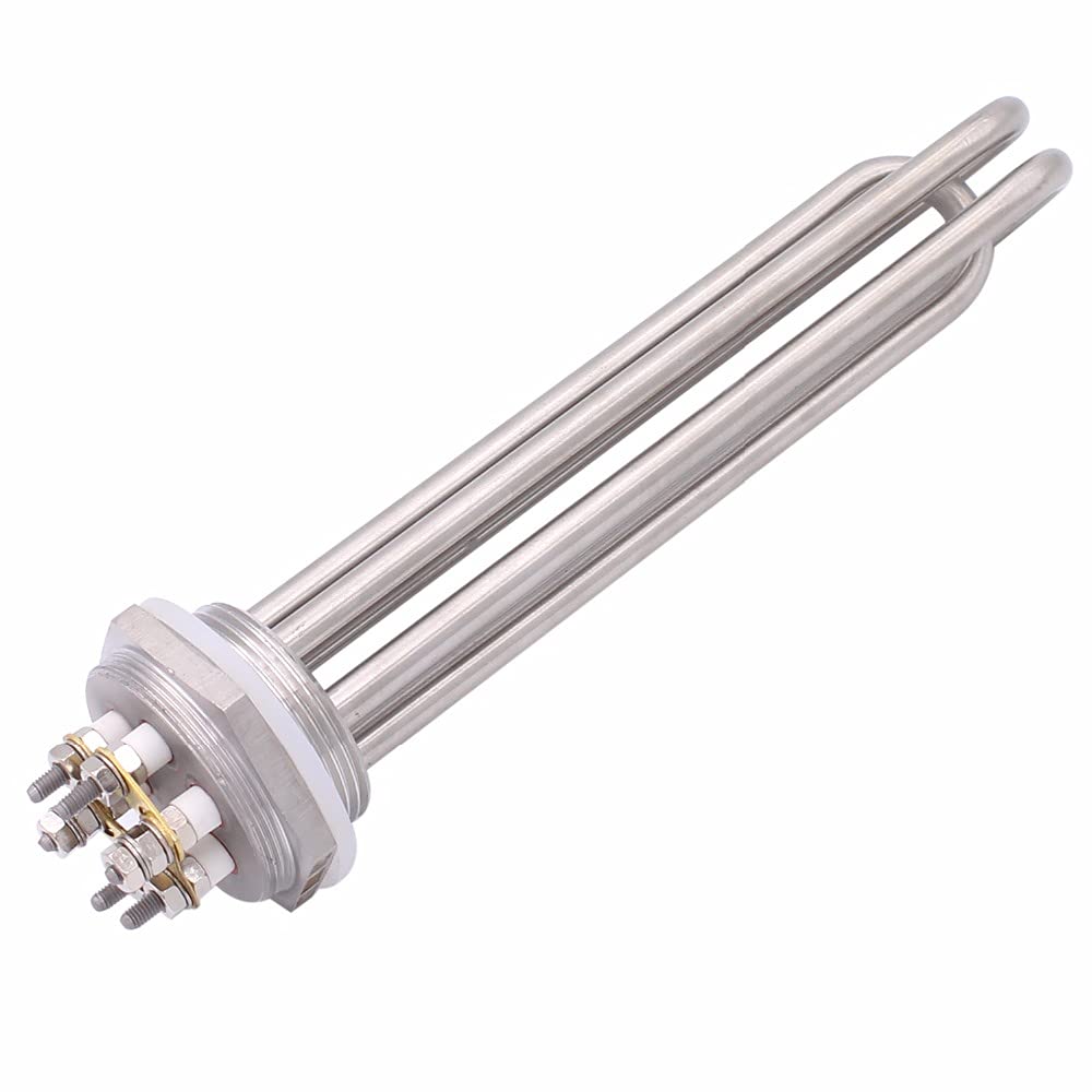 XLANDALYUEFA Water heater parts DN40 220V / 380V 3KW 4.5KW 6KW 9KW SUS304 Heating element heater with 1.5 "BSP thread(380v 6kw)
