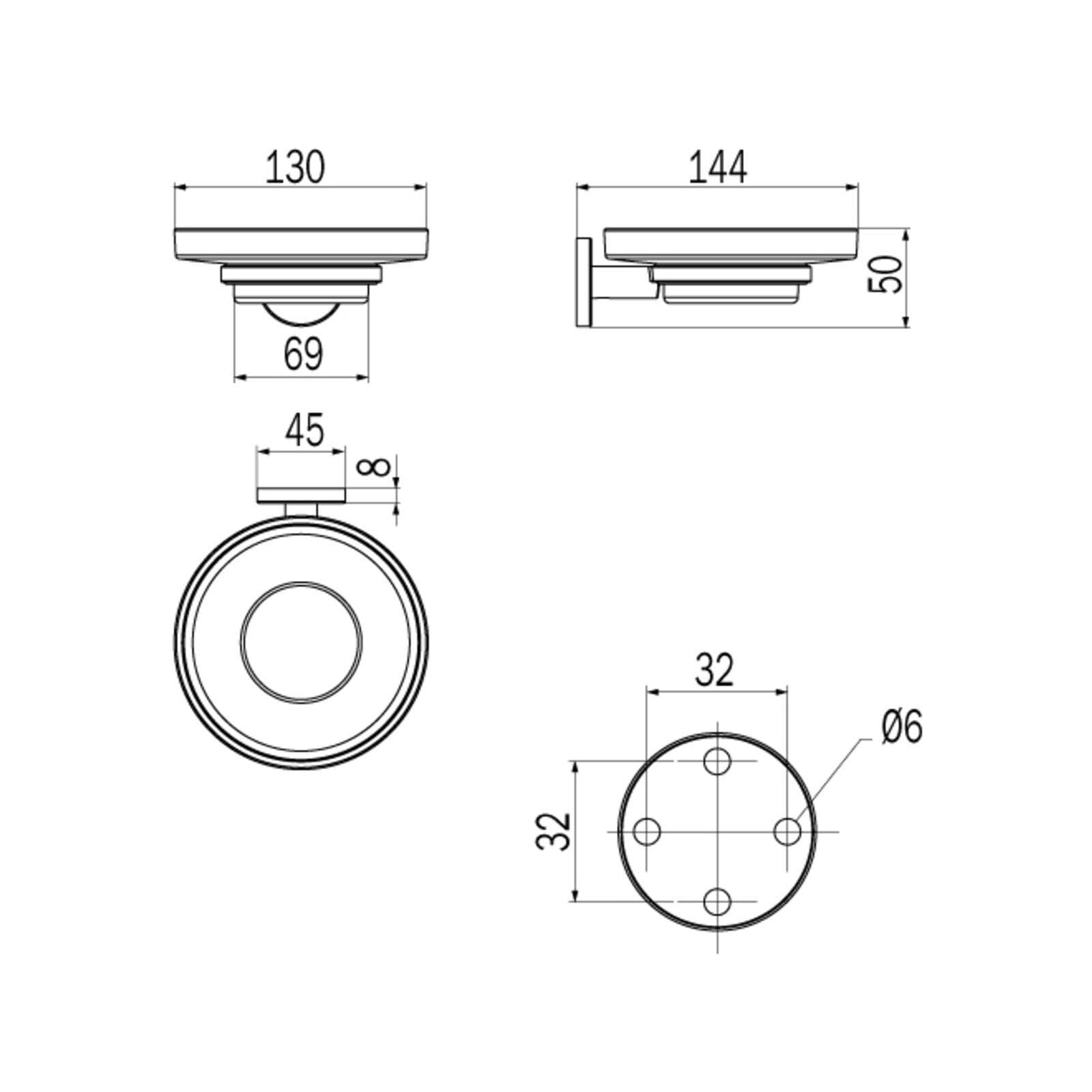 INDA A24110CR03 Jabonera One de Pared, Plateado, L.13 x P.14,4 x H.5 cm
