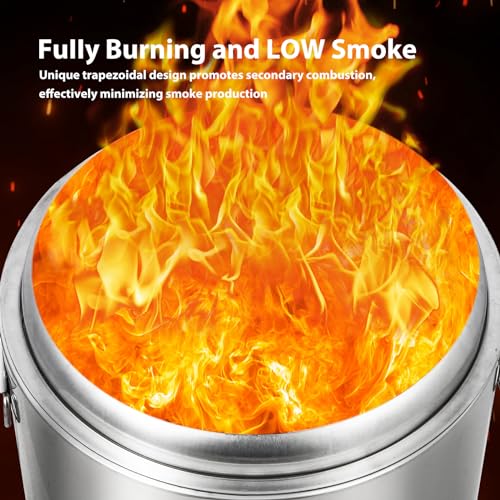 16.5" Smokeless Fire Pit with Air Switch, 304 Stainless Steel Wood Burning Fireplaces, Portable Outdoor Bonfire Pit for Camping, Bonfires