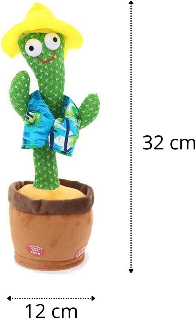 Cacto Dançante e Falante que Toca Musica Brinquedo Infantil Interativo Repete a Fala Voz Com Roupa para Crianças