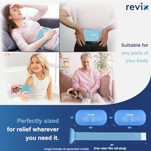 Image of REVIX Gel Ice Packs Reusable 14 inch x 7 inch - 2 Packs Flexible Cold Compress with Strap for Back, Shoulder, Hip, Thigh - Extra Large Ice Pack for Everyday Recovery & Cooling Relief