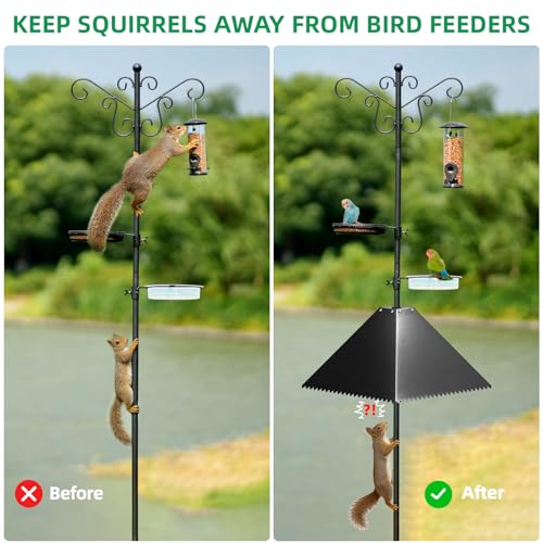 MIXXIDEA Metal Squirrel Baffle for Bird Feeder Pole, Pole Mount Bird House Guard, Squirrel Baffle for 4x4 Post (Black) - image 6