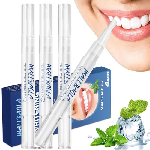 4 Pièce Stylo Blanchiment Dents,Gel Blanchiment Dentaire Professionnel, Blanchisseur de Dents, Kit de stylo Blanchissant pour des Dents Éclatantes, Blanchisseur de Dents Instantané qui Élimine Taches