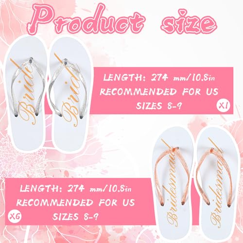 Cozypower 7 Pairs of Bride Bridesmaid Flip Flops Bachelorette Party Slippers Bridal Party Gifts Bridal Slippers for Wedding2