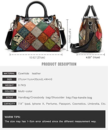 Bolso Satchel de cuero multicolor para mujer miniatura 2