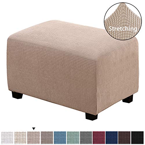 H.VERSAILTEX Ottoman Cover Rectangle Ottoman Slipcovers Stretch Footstool Protector for Living Room Soft