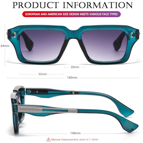 Image of AIEYEZO Rectangle Sunglasses for Men Women Fashion Square Frame Sun Glasses 90's Retro Designer Shades