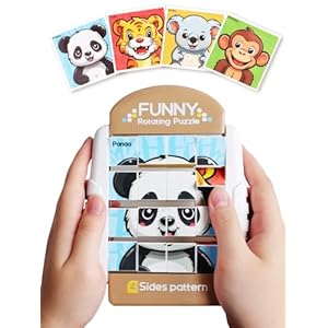 16-Piece Rotating Puzzles for Kids 4-6, Toddlers Puzzles 2-4, Road Trip, Airplane Activities Game, Travel Toys – Brain Teaser, Fine Motor Skills – Birthday Gifts Boys & Girls – Animals